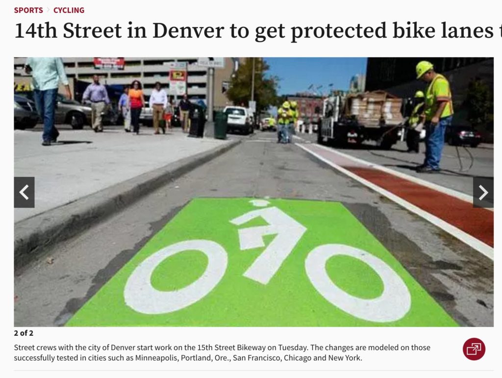 Denver's 15th Street Bikeway was partly funded via a crowdfunding campaign.