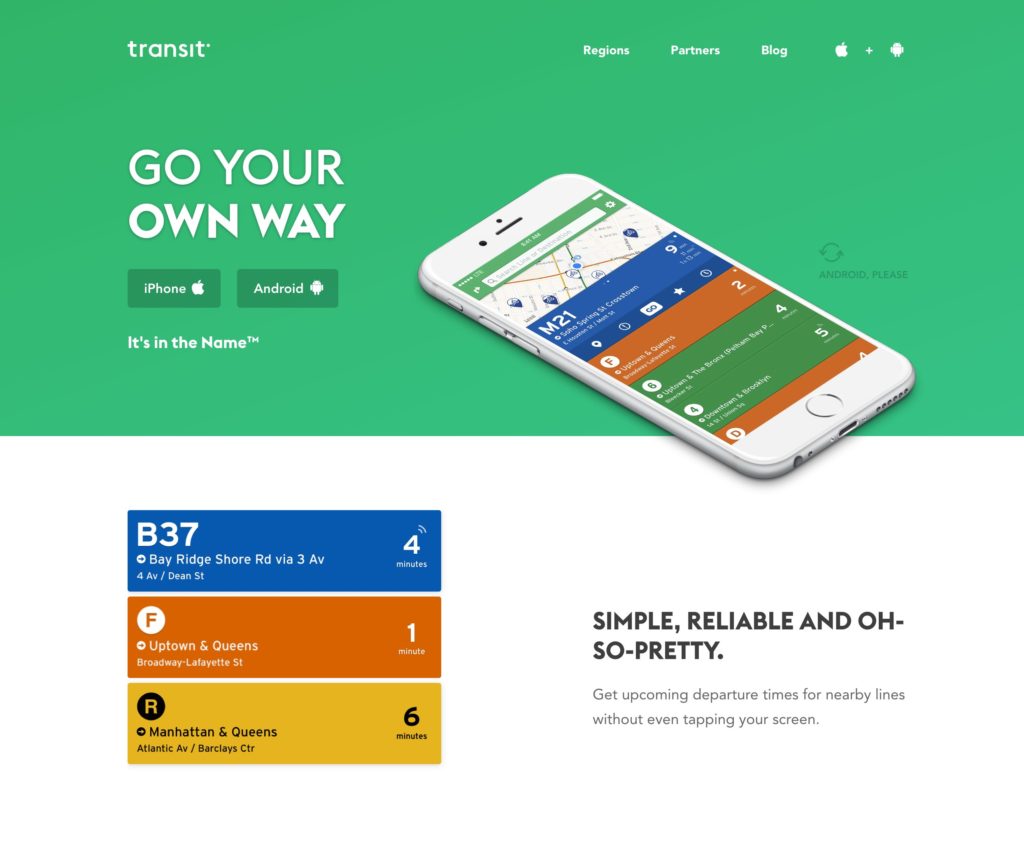 Screenshot: Transit application